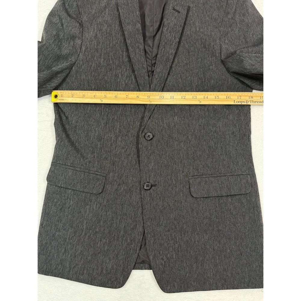 VanHusen Men's Suit Jacket Dark Gray/Black Lightweight for Summer Regular 20
